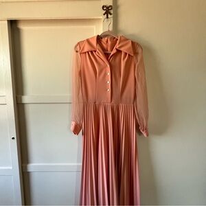vintage peach pleats dress